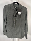 The Kooples Micro Striped 100% Silk Tie-Neck Blouse Size US S / FR 1 $415 NWT
