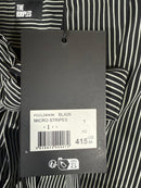 The Kooples Micro Striped 100% Silk Tie-Neck Blouse Size US S / FR 1 $415 NWT