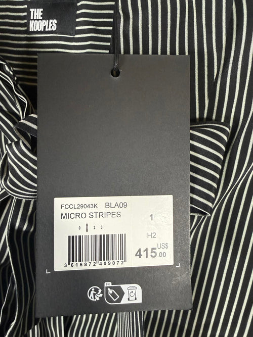 The Kooples Micro Striped 100% Silk Tie-Neck Blouse Size US S / FR 1 $415 NWT