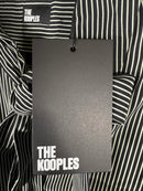 The Kooples Micro Striped 100% Silk Tie-Neck Blouse Size US S / FR 1 $415 NWT