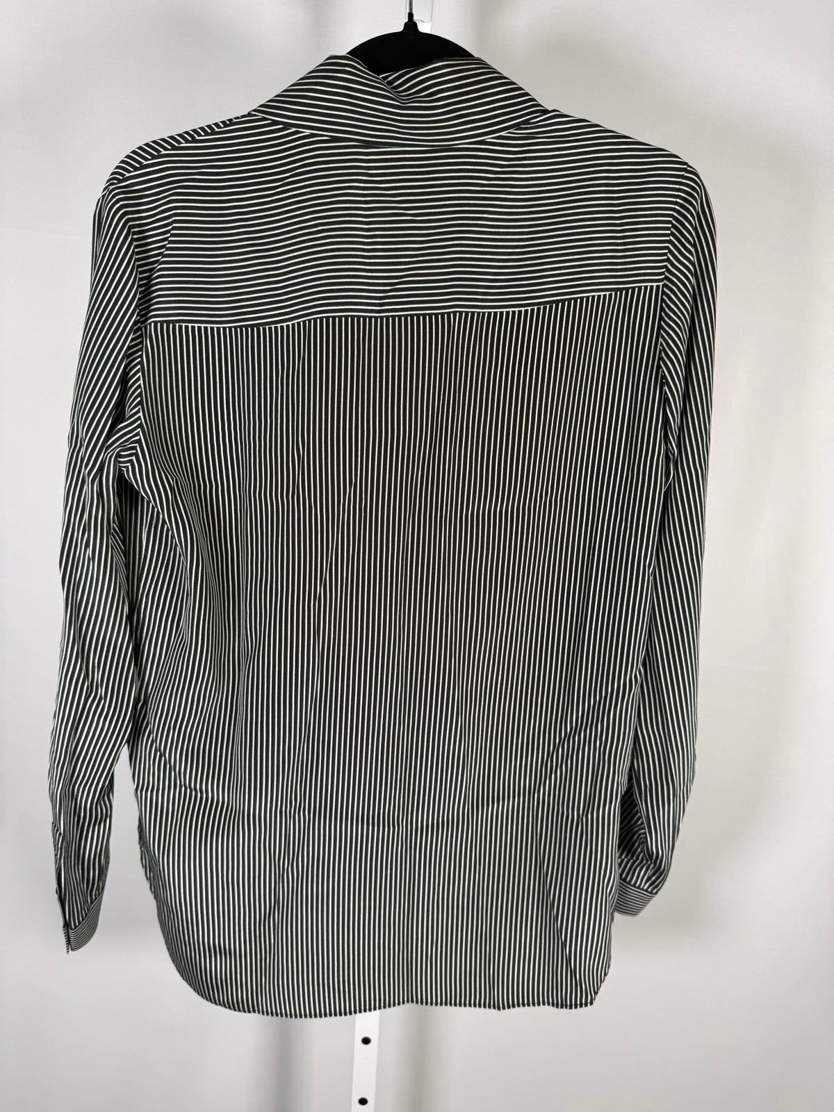 The Kooples Micro Striped 100% Silk Tie-Neck Blouse Size US S / FR 1 $415 NWT