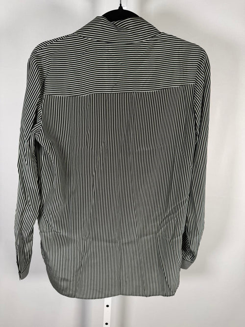 The Kooples Micro Striped 100% Silk Tie-Neck Blouse Size US S / FR 1 $415 NWT