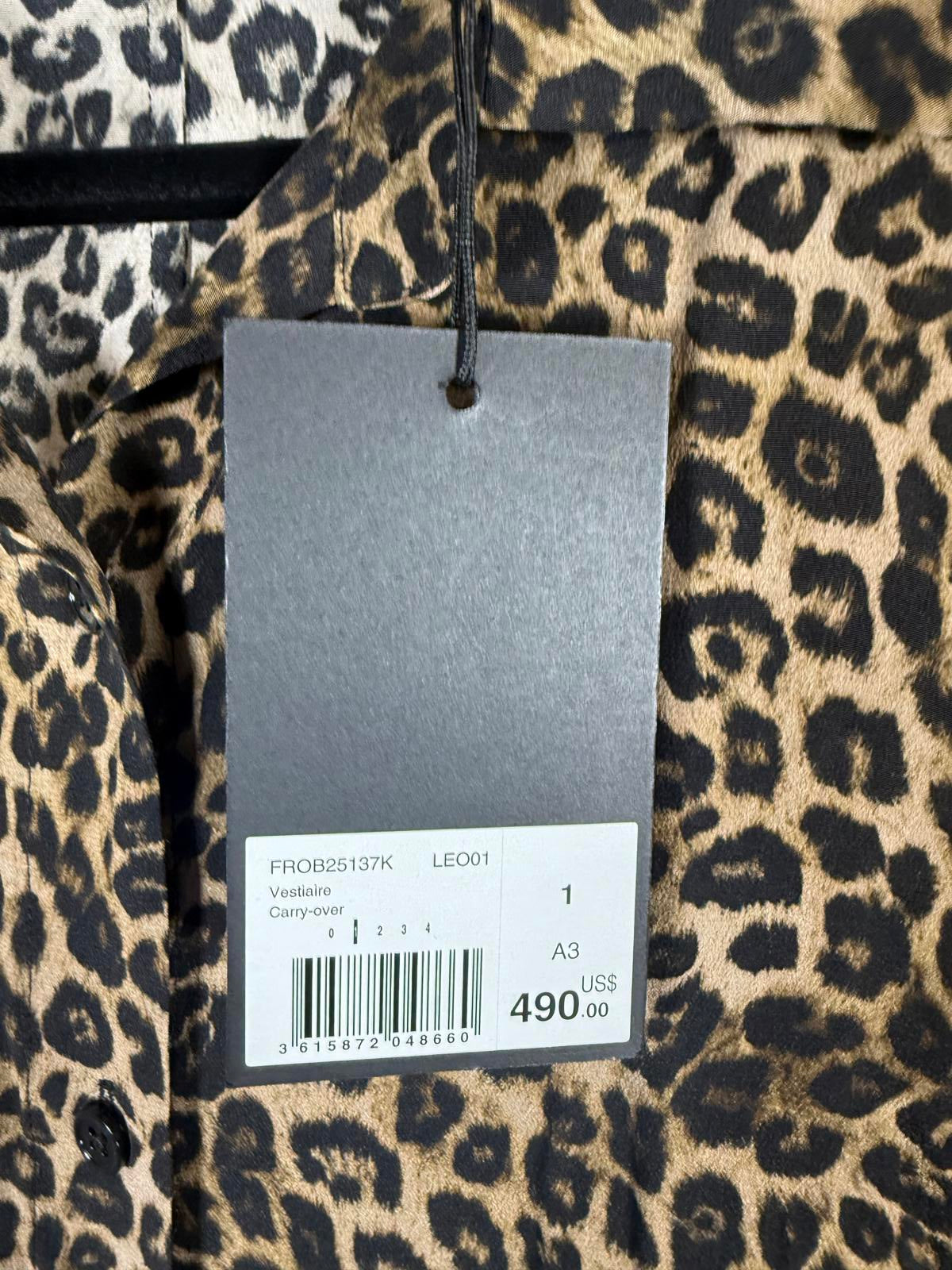 The Kooples Leopard Print 100% Silk Maxi Shirt Dress Size US S / FR 1 $490 NWT