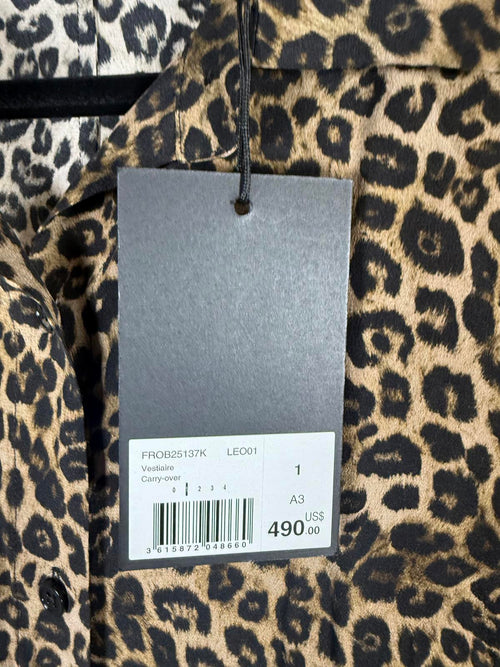 The Kooples Leopard Print 100% Silk Maxi Shirt Dress Size US S / FR 1 $490 NWT