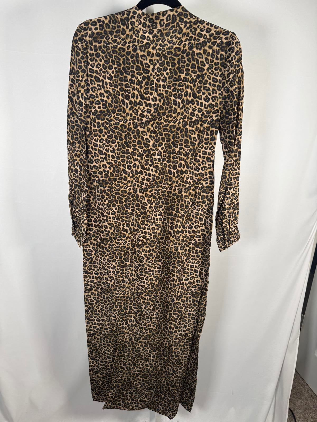The Kooples Leopard Print 100% Silk Maxi Shirt Dress Size US S / FR 1 $490 NWT
