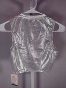 NWT Halara Metallic Silver Mock Neck Sleeveless Crop Top Women’s Size Small