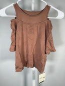 NWT Halara UltraSculpt Layered Scoop Neck Crop Tee Clay Brown Size Medium