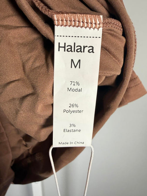 NWT Halara UltraSculpt Layered Scoop Neck Crop Tee Brown Size Medium