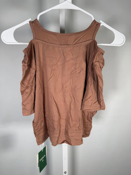 NWT Halara UltraSculpt Layered Scoop Neck Crop Tee Clay Brown Size Medium