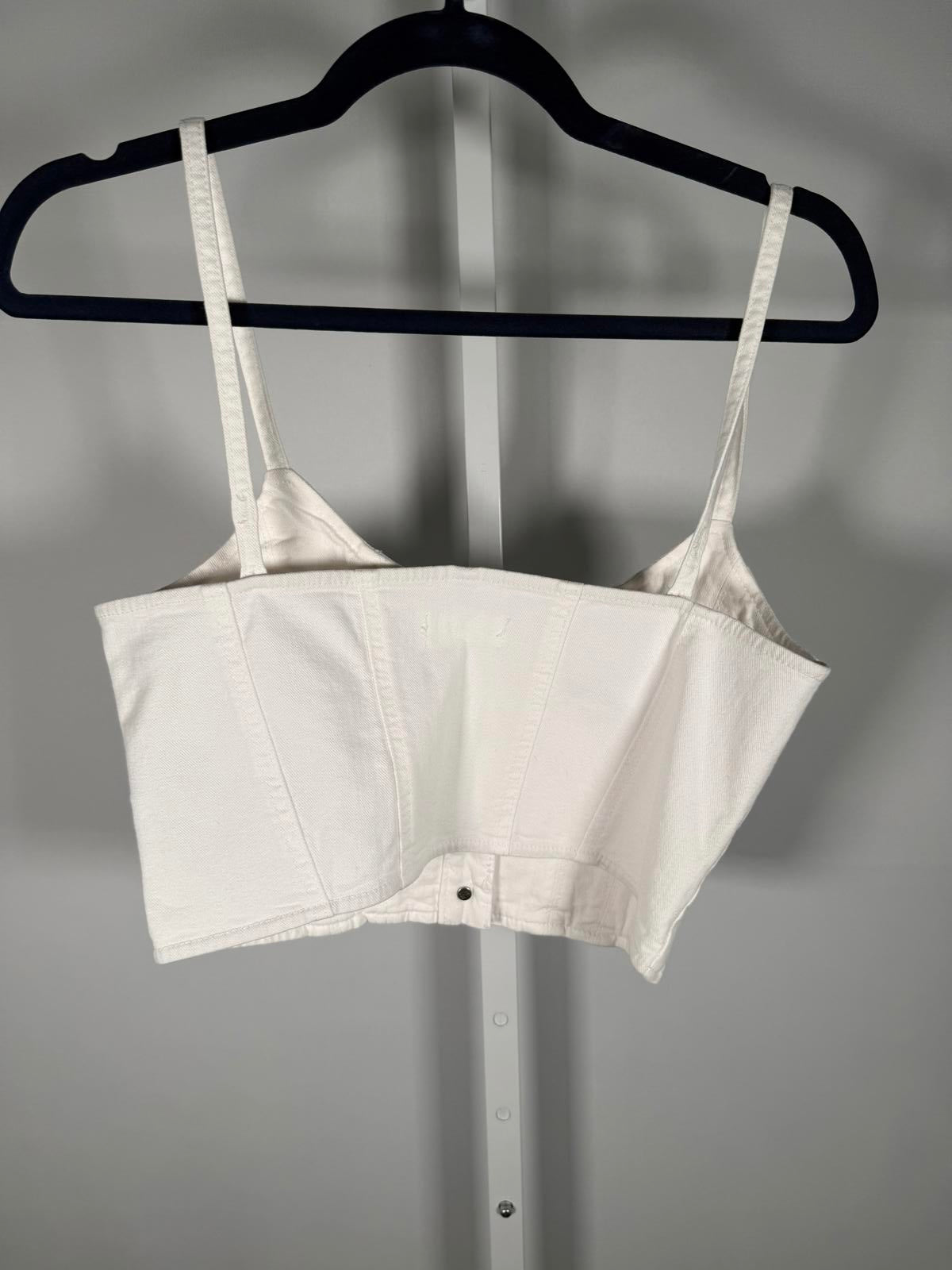 NWT 7 For All Mankind White Button Front Crop Top Women's Size Medium