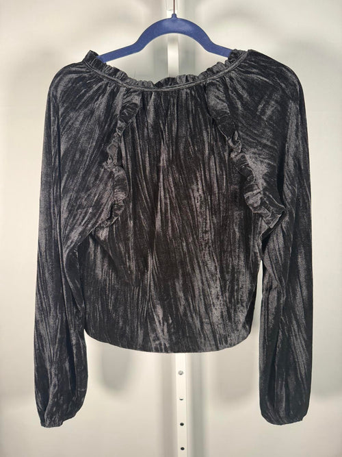 NWT Rachel Parcell Black Velvet Long Sleeve Blouse Women's Size Small
