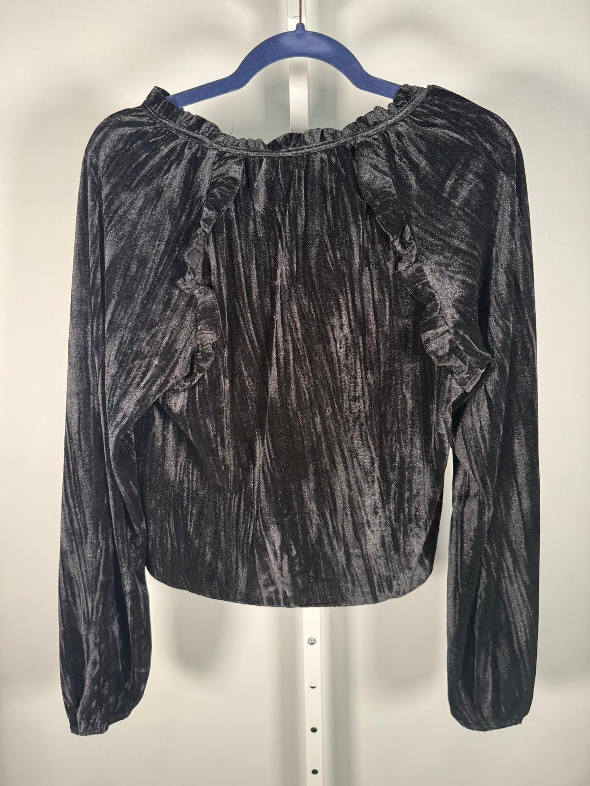 NWT Rachel Parcell Black Velvet Long Sleeve Blouse Women's Size Medium