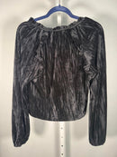NWT Rachel Parcell Black Velvet Long Sleeve Blouse Women's Size Medium