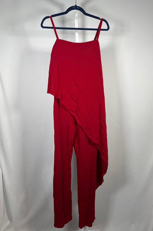 NWT Halara Draped Asymmetrical Strap Jumpsuit Red Size XS