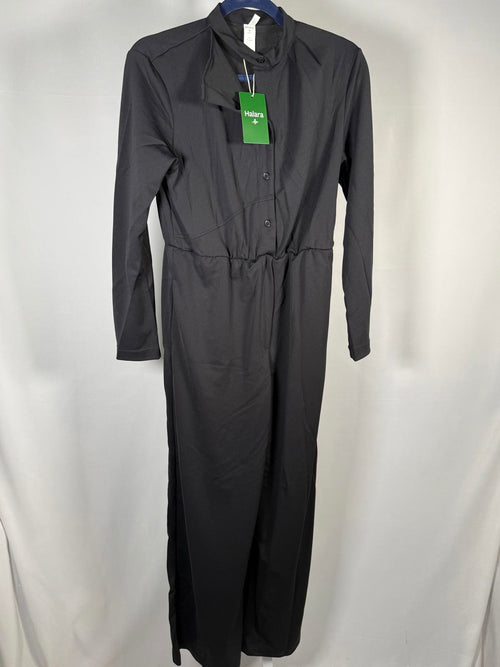 NWT Halara Cutout Neck Long Sleeve Wide Leg Jumpsuit Black Size Small