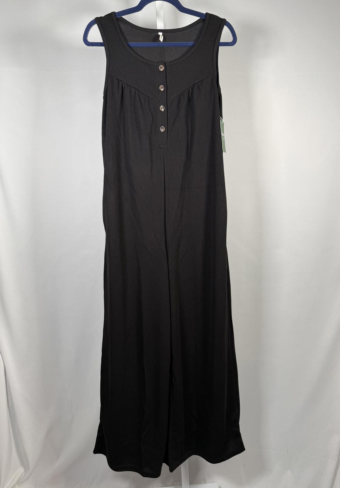 NWT Halara Sleeveless Button Front Wide Leg Jumpsuit Black Size XS