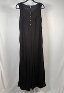 NWT Halara Sleeveless Button Front Wide Leg Jumpsuit Black Size XS
