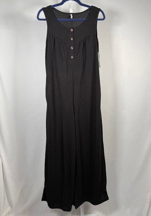 NWT Halara Sleeveless Button Front Wide Leg Jumpsuit Black Size XS