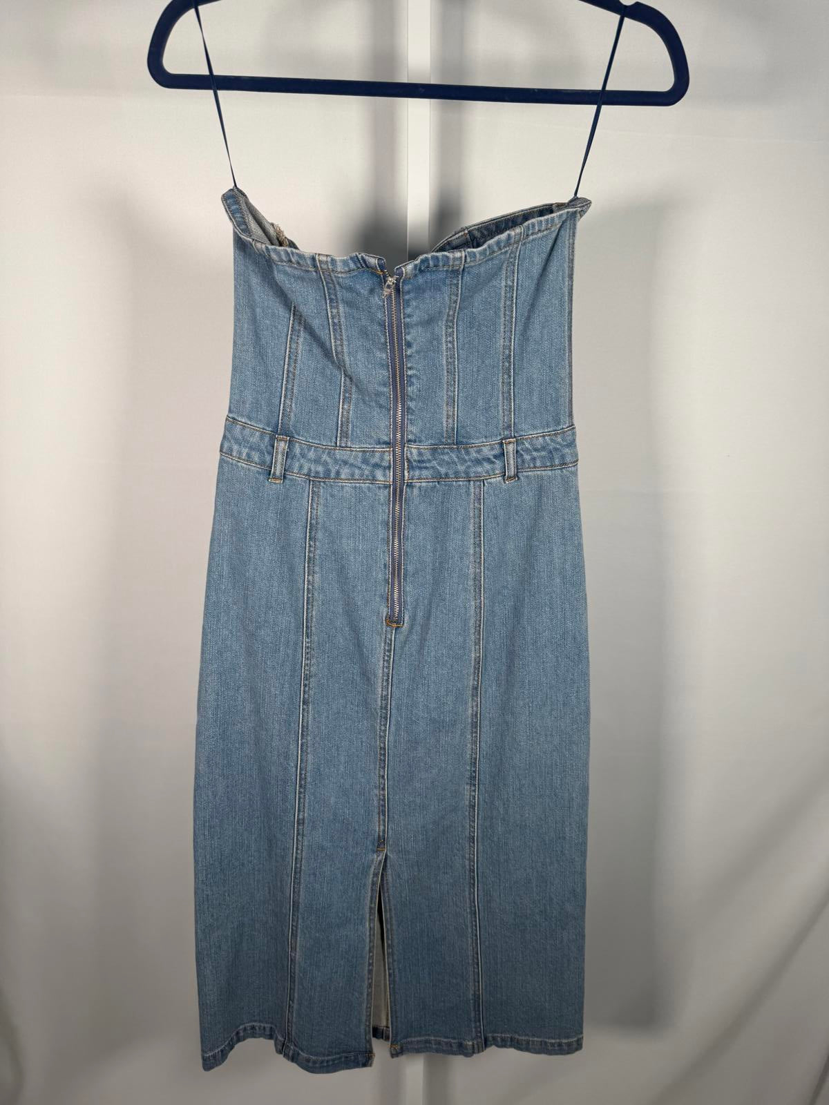 NWT Steve Madden Denim Corset Midi Dress Size Small
