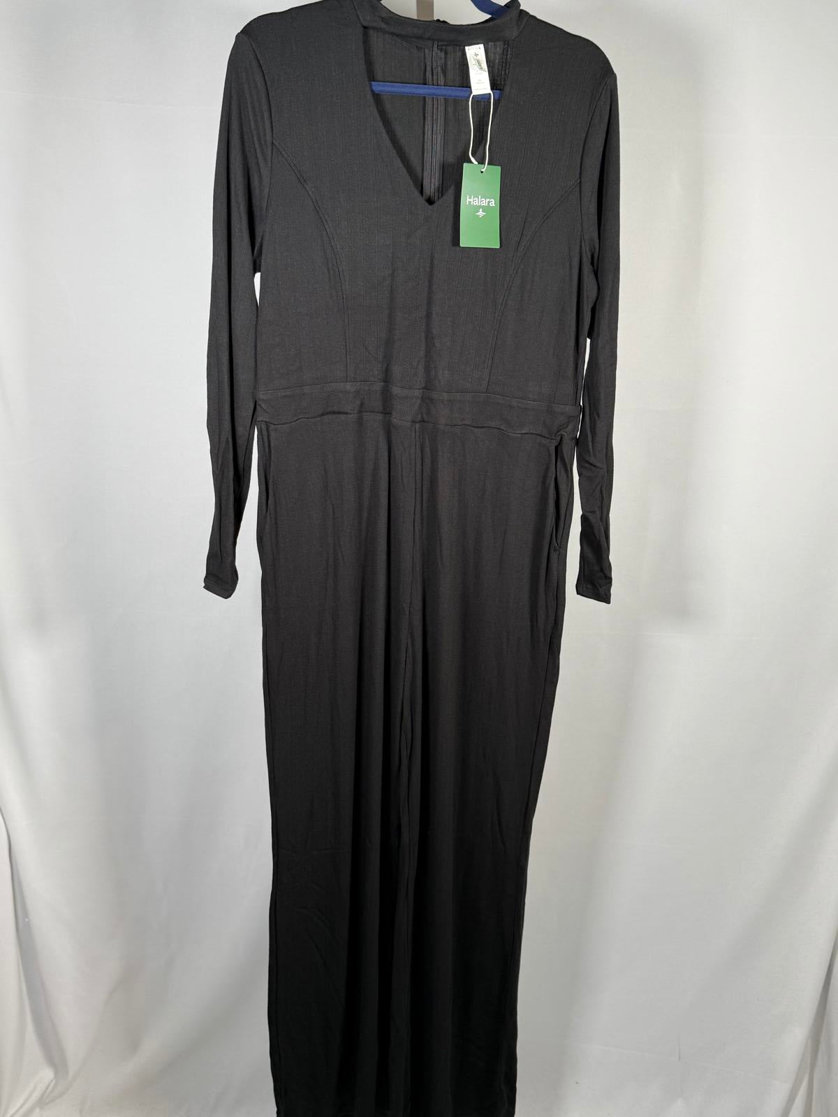 NWT Halara Long Sleeve Wide Leg Jumpsuit Black Size XL