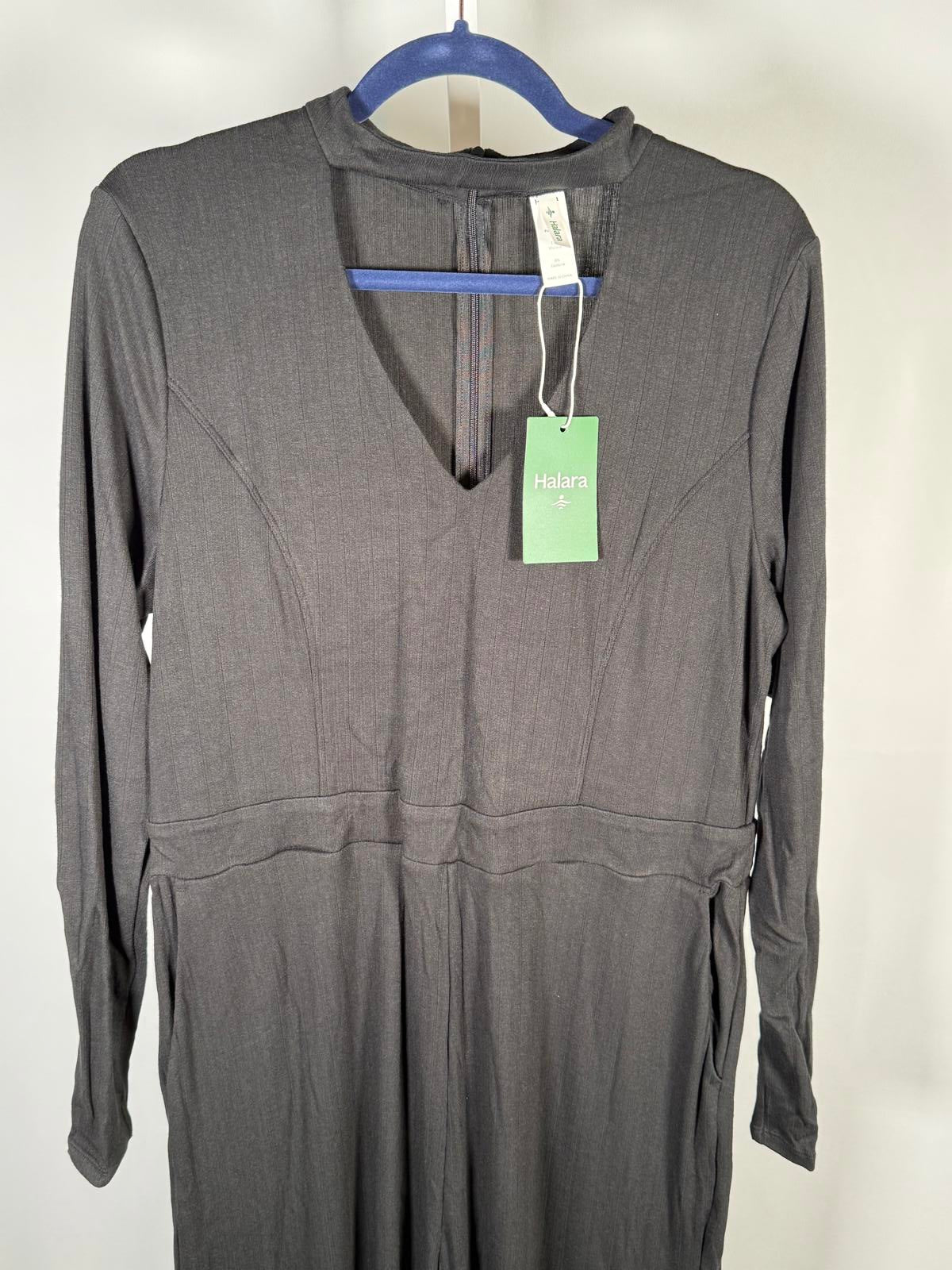 NWT Halara Long Sleeve Wide Leg Jumpsuit Black Size XL