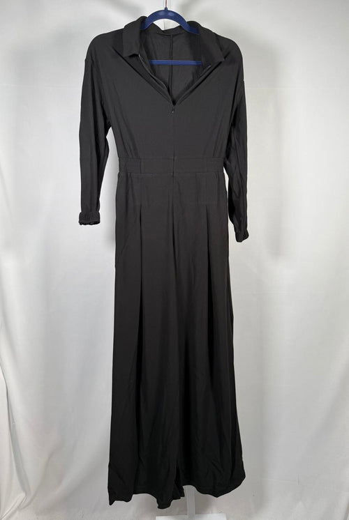 NWT Halara Collared Zip Front Wide Leg Jumpsuit Black Size Small