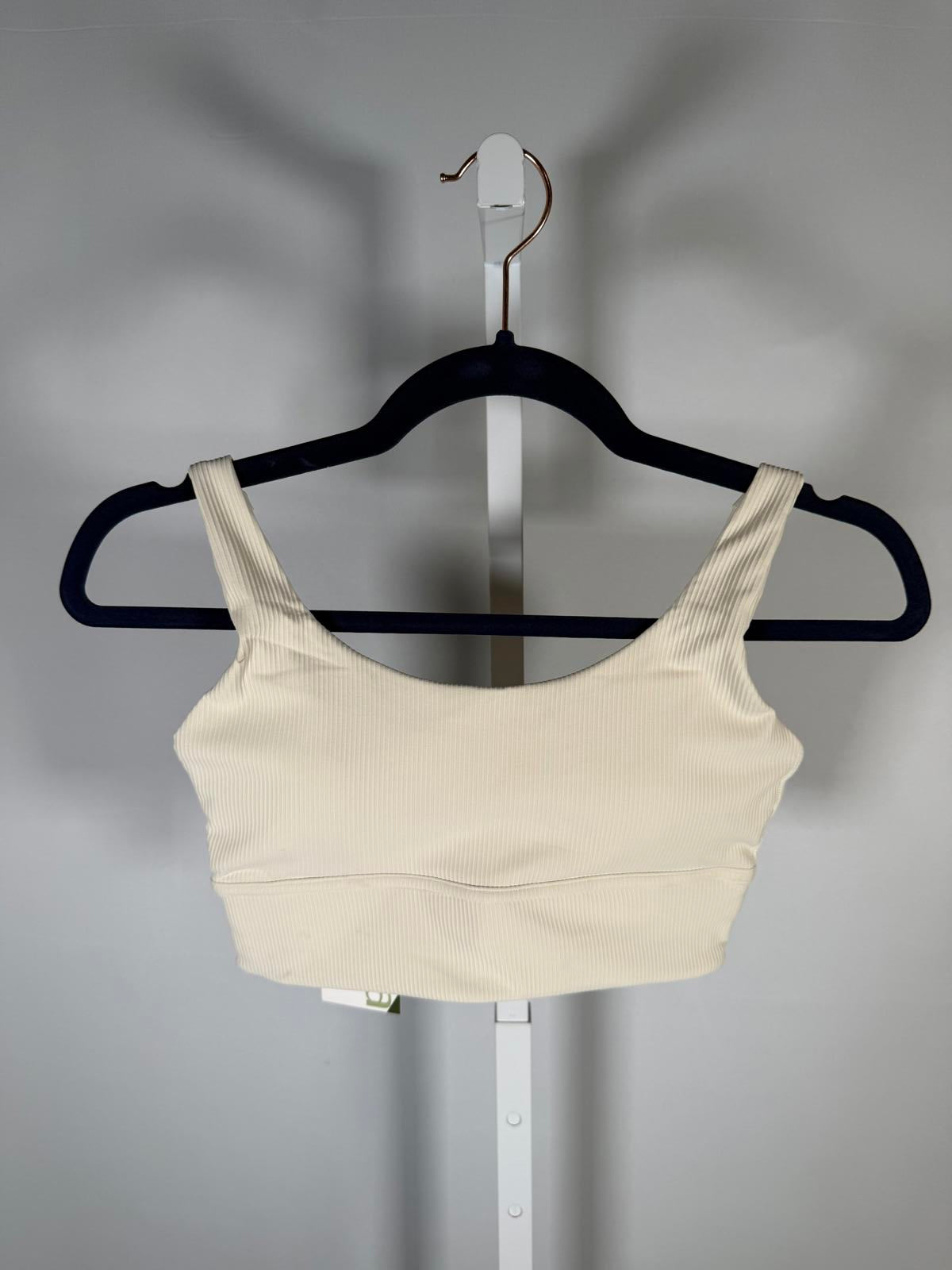NWT Halara Ribbed Sports Bra Cream A–C Low Impact Active Crop Top Size XS