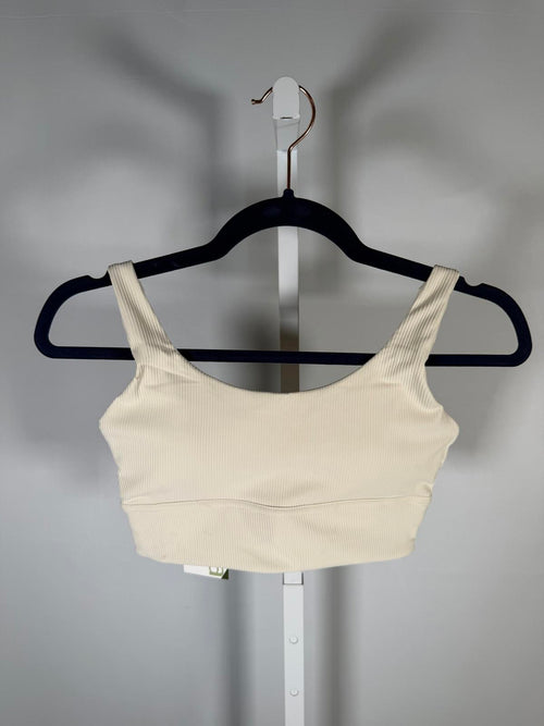 NWT Halara Ribbed Sports Bra Cream A–C Low Impact Active Crop Top Size XS