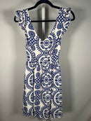 NWT Cupshe White & Blue Floral Boho Mini Dress Women's Size M