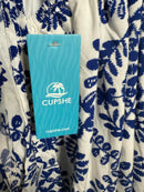 NWT Cupshe White & Blue Floral Boho Mini Dress Women's Size M