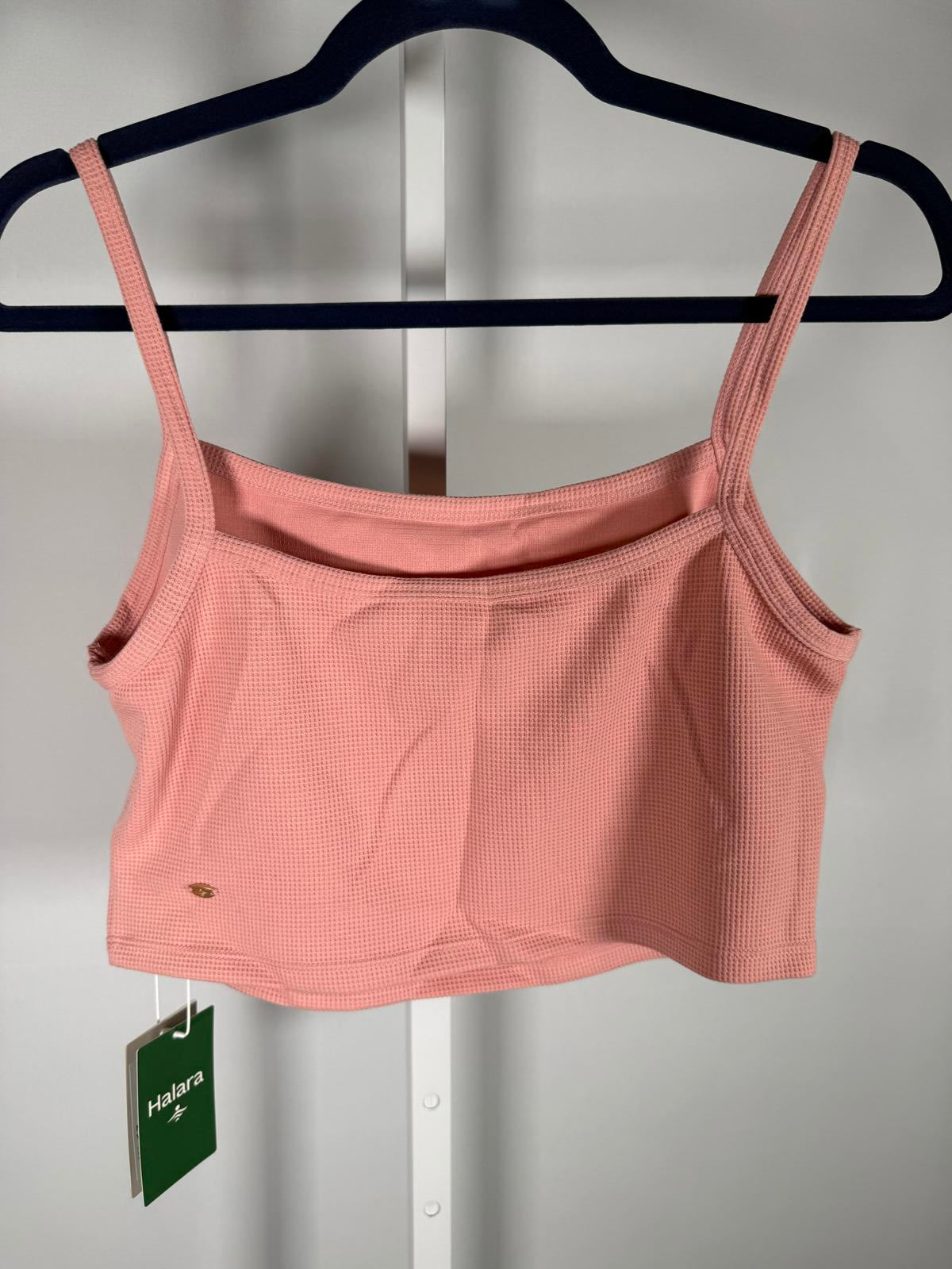 NWT Halara Waffle Knit Crop Bra Tank Pink Size Small