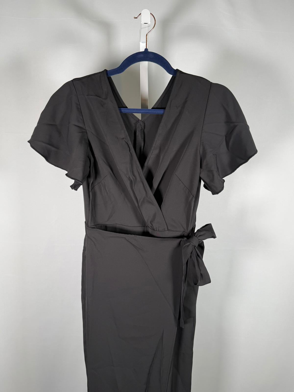 NWT Halara Black Wrap Maxi Jumpsuit Front Wrap Tie Waist Size XS