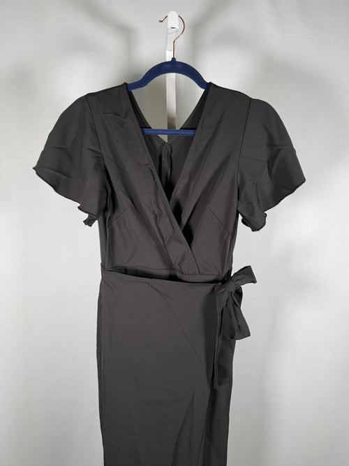 NWT Halara Black Wrap Maxi Jumpsuit Front Wrap Tie Waist Size XS