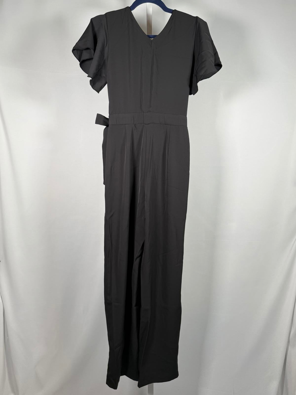 NWT Halara Black Wrap Maxi Jumpsuit Front Wrap Tie Waist Size XS