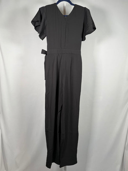 NWT Halara Black Wrap Maxi Jumpsuit Front Wrap Tie Waist Size XS