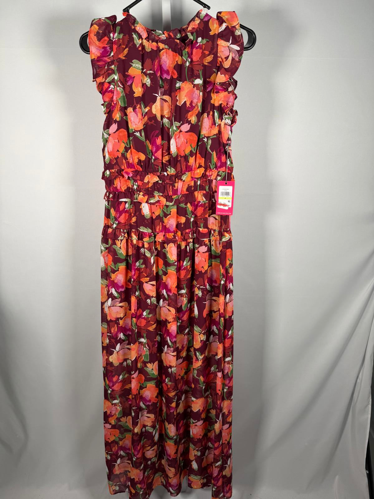 NWT Vince Camuto Floral Ruffle Maxi Dress Size 4