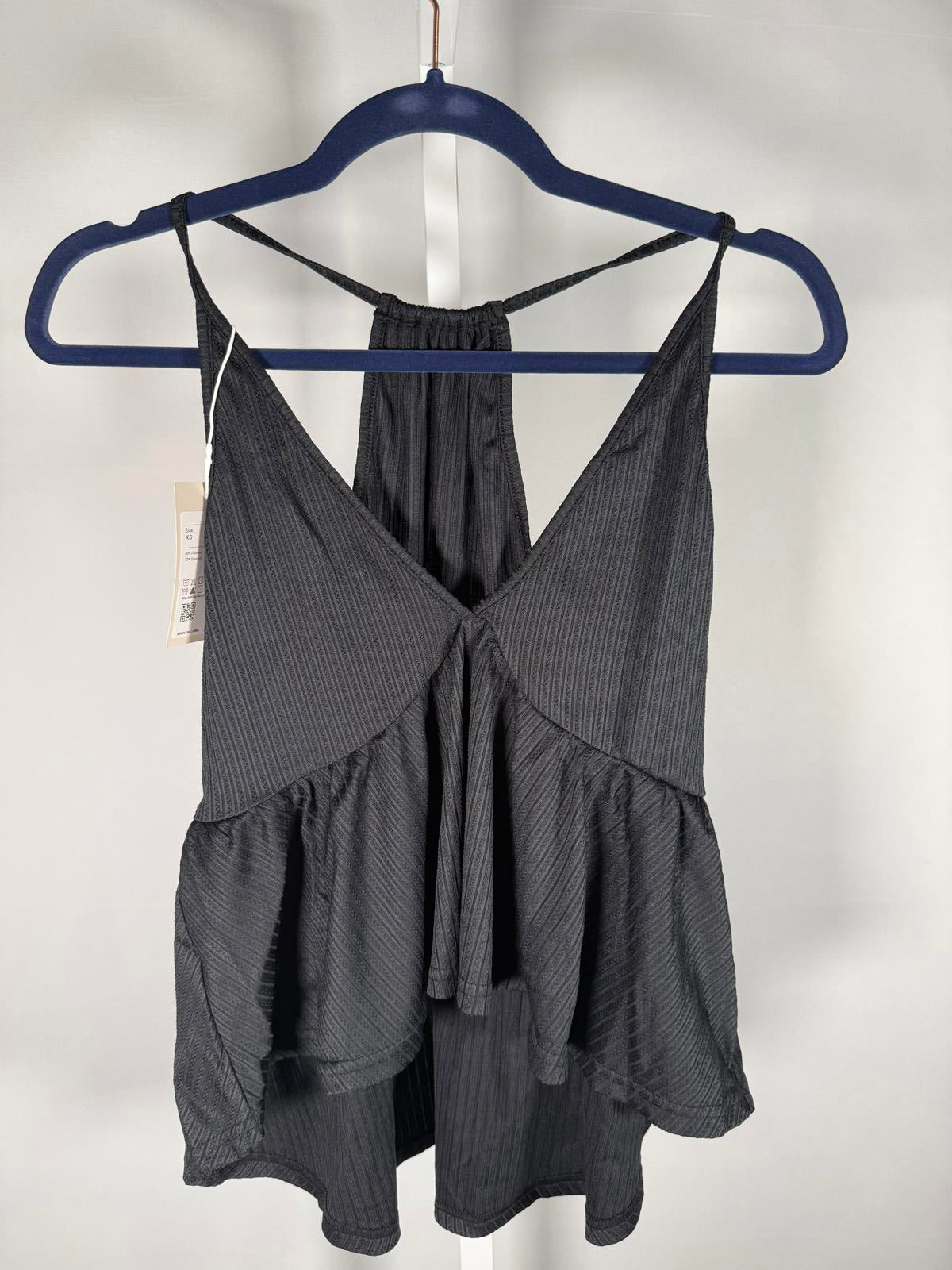 NWT Halara Ribbed Flowy Top Black Lightweight Swing Cami Size XS