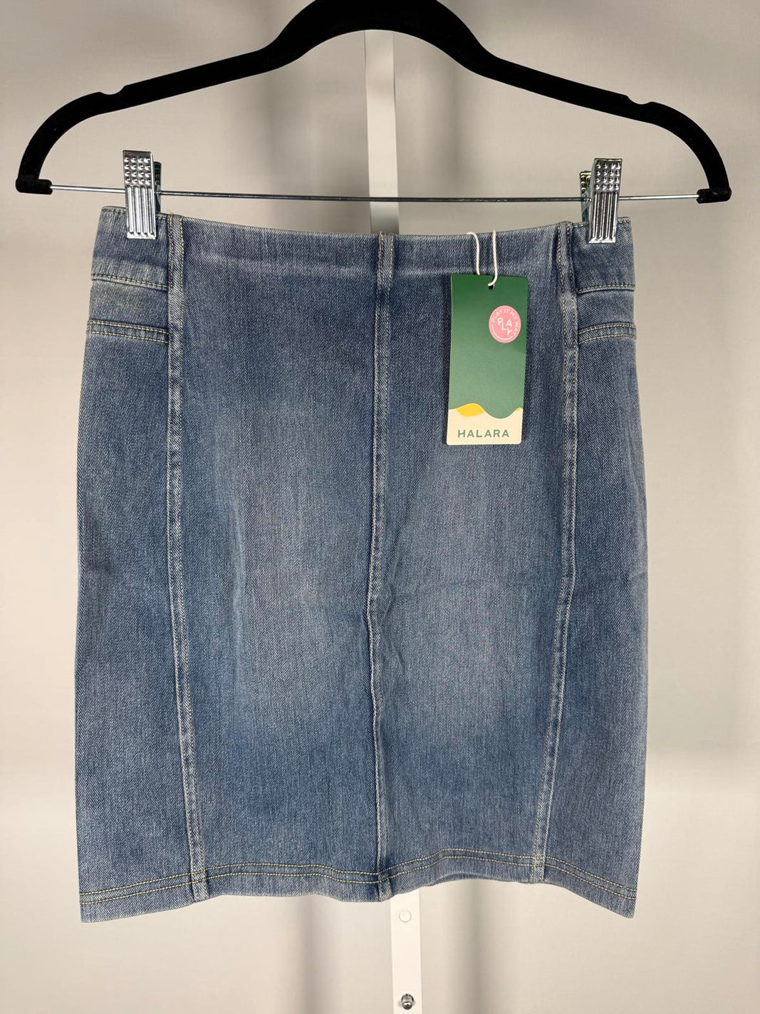 NWT Halara Denim Mini Skirt High Waisted Straight Size XS