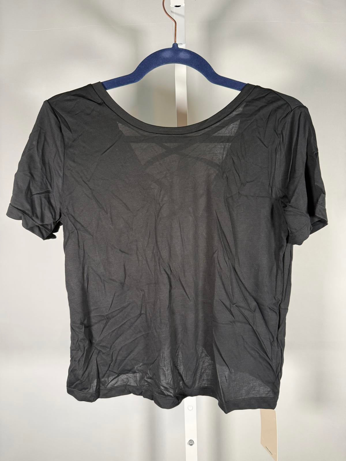 NWT Halara Black Open Back Criss Cross Short Sleeve Top Size XS