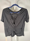 NWT Halara Black Open Back Criss Cross Short Sleeve Top Size XS