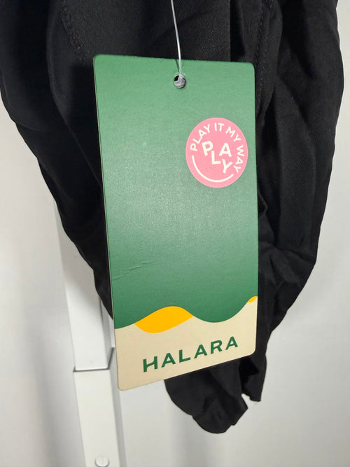 NWT Halara Black Open Back Criss Cross Short Sleeve Top Size XS