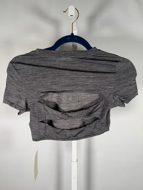 NWT Halara Gray Open Back Cutout Cropped Athletic Tee Size XS