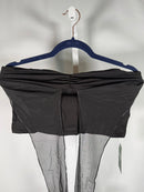 NWT Halara Black Mesh Halter Bandeau Crop Top Ruched Front Size XL
