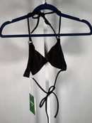 NWT Halara Ribbed Triangle Bikini Top Black Ring Detail Size XL