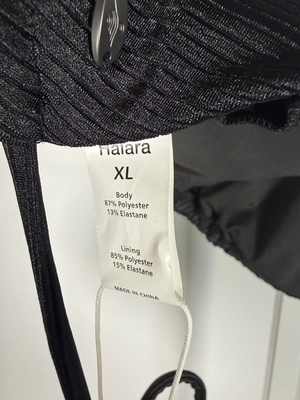 NWT Halara Ribbed Triangle Bikini Top Black Ring Detail Size XL