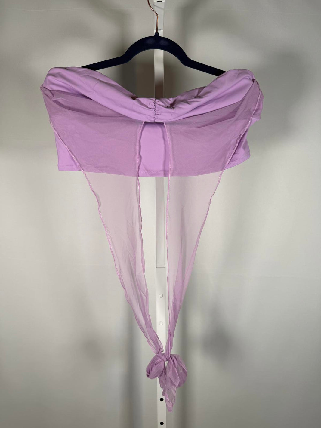 NWT Halara Purple Mesh Halter Bandeau Crop Top Ruched Front Size XL