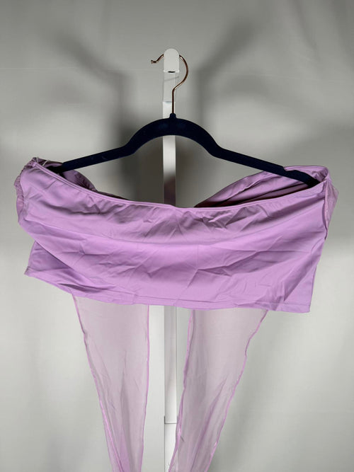 NWT Halara Purple Mesh Halter Bandeau Crop Top Ruched Front Size XL