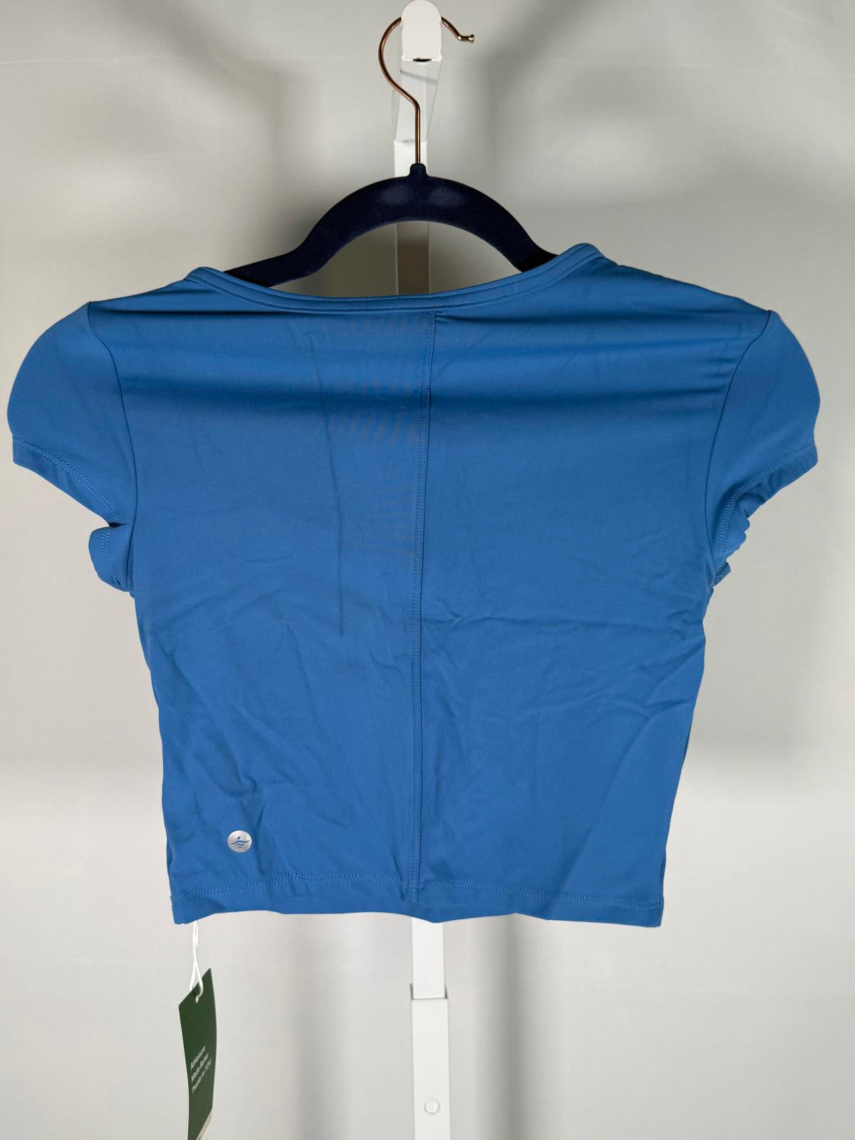 NWT Halara Blue Cropped Wrap Short Sleeve Top Size XS