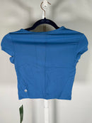 NWT Halara Blue Cropped Wrap Short Sleeve Top Size XS