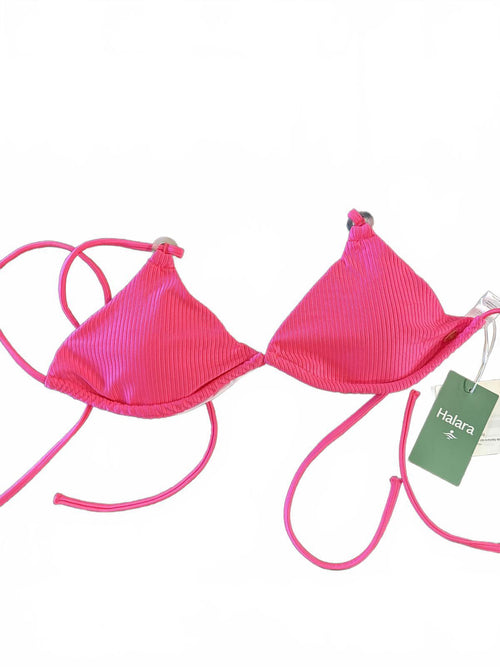 NWT Halara Ribbed Triangle Bikini Top Pink Ring Detail Size XL